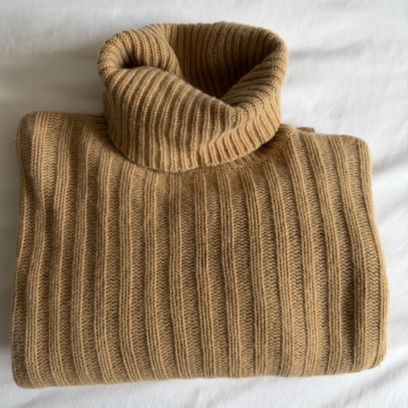 Ralph Lauren Blue Label Sweaters - Ralph Lauren Blue Label 80 Wool 20 Cashmere Camel Tan Crop Boxy Knit Turtleneck